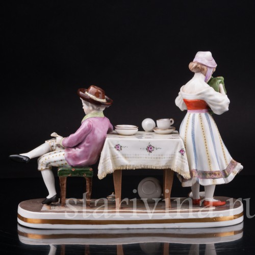 Композиция из фарфора Разбитая тарелка, Ackermann & Fritze, Германия, перв.пол. 20 в.