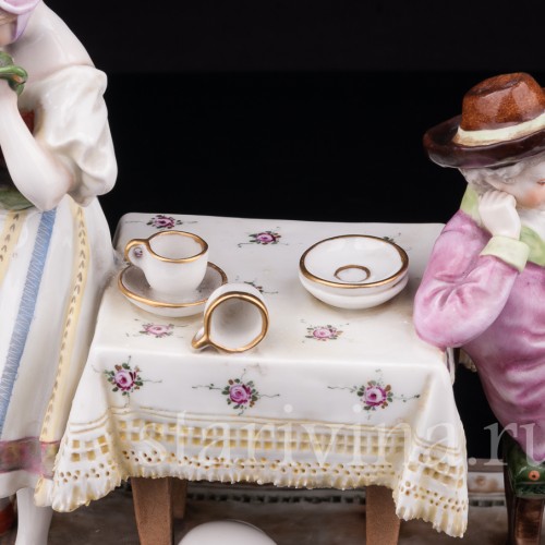 Композиция из фарфора Разбитая тарелка, Ackermann & Fritze, Германия, перв.пол. 20 в.