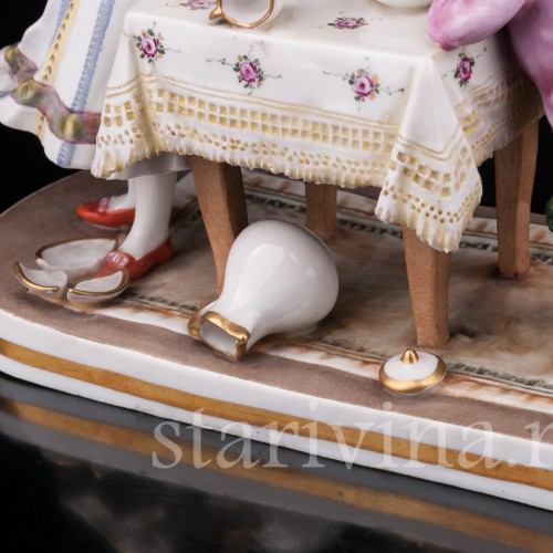 Композиция из фарфора Разбитая тарелка, Ackermann & Fritze, Германия, перв.пол. 20 в.