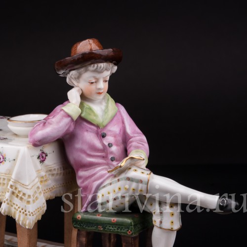 Композиция из фарфора Разбитая тарелка, Ackermann & Fritze, Германия, перв.пол. 20 в.