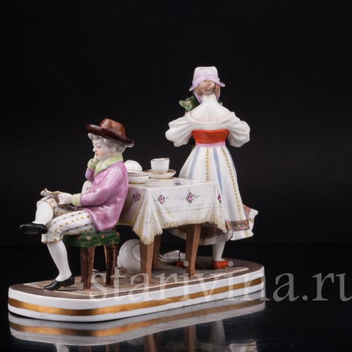 Композиция из фарфора Разбитая тарелка, Ackermann & Fritze, Германия, перв.пол. 20 в.