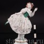 Фарфоровая статуэтка балерины Тамара Карсавина в роли Коломбины, кружевная, Дрезден, Германия, до 1935 года.