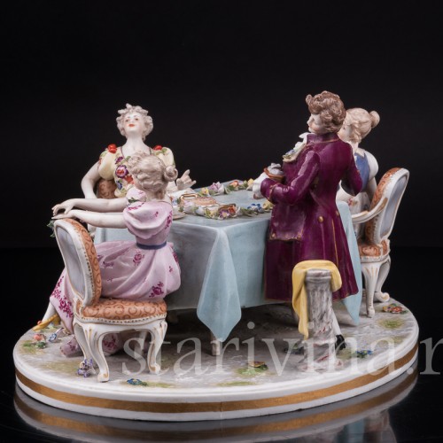 Фарфоровая композиция Весёлое застолье, Volkstedt, Германия, кон. 19 в.