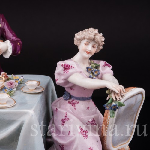 Фарфоровая композиция Весёлое застолье, Volkstedt, Германия, кон. 19 в.