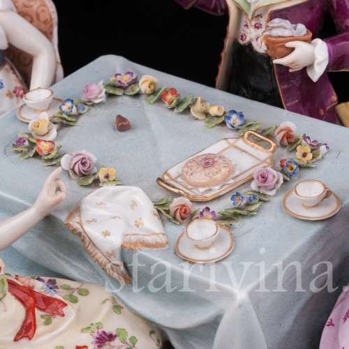 Фарфоровая композиция Весёлое застолье, Volkstedt, Германия, кон. 19 в.