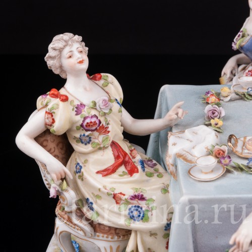 Фарфоровая композиция Весёлое застолье, Volkstedt, Германия, кон. 19 в.