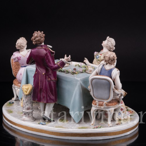 Фарфоровая композиция Весёлое застолье, Volkstedt, Германия, кон. 19 в.