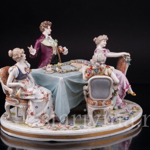 Фарфоровая композиция Весёлое застолье, Volkstedt, Германия, кон. 19 в.