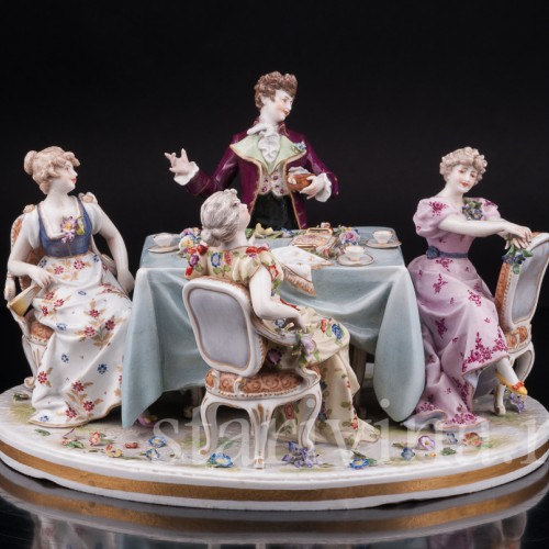 Фарфоровая композиция Весёлое застолье, Volkstedt, Германия, кон. 19 в.