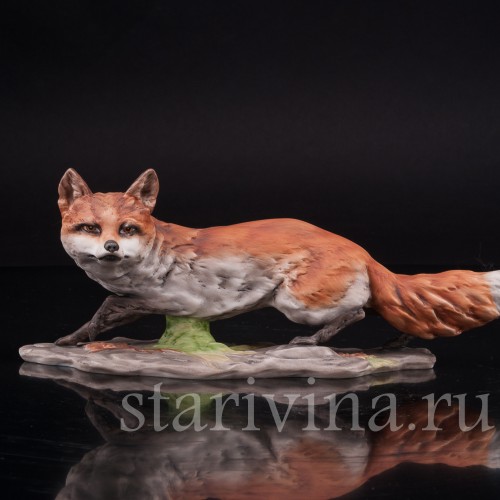 Фарфоровая статуэтка Крадущаяся лиса, Alka Kaiser, Германия, до 1991 года.
