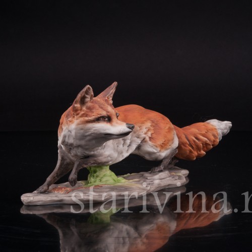 Фарфоровая статуэтка Крадущаяся лиса, Alka Kaiser, Германия, до 1991 года.