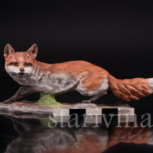 Фарфоровая статуэтка Крадущаяся лиса, Alka Kaiser, Германия, до 1991 года.