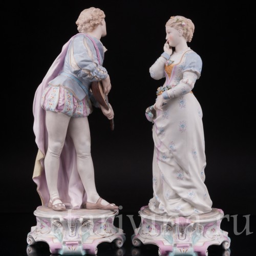 Парные фарфоровые статуэтки Романтическая пара, Richard Eckert & Co, Германия, 1894-1908 гг.