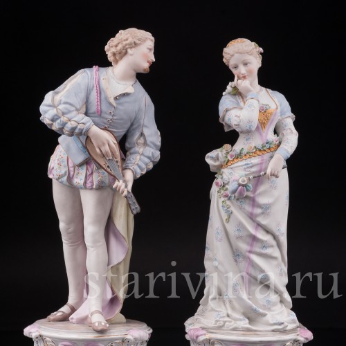 Парные фарфоровые статуэтки Романтическая пара, Richard Eckert & Co, Германия, 1894-1908 гг.