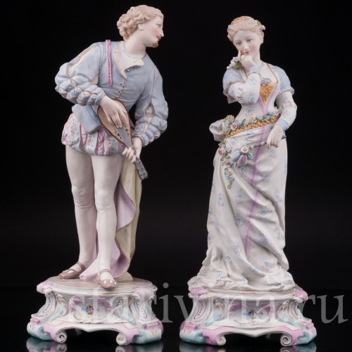 Парные фарфоровые статуэтки Романтическая пара, Richard Eckert & Co, Германия, 1894-1908 гг.