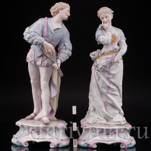 Парные фарфоровые статуэтки Романтическая пара, Richard Eckert & Co, Германия, 1894-1908 гг.