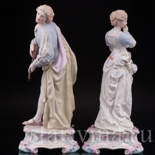 Парные фарфоровые статуэтки Романтическая пара, Richard Eckert & Co, Германия, 1894-1908 гг.