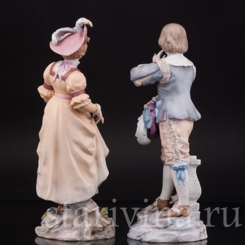 Парные фарфоровые статуэтки Пара в ренессансных костюмах, Richard Eckert & Co, Германия, кон. 19 в.