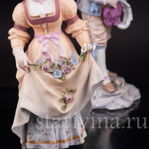 Парные фарфоровые статуэтки Пара в ренессансных костюмах, Richard Eckert & Co, Германия, кон. 19 в.