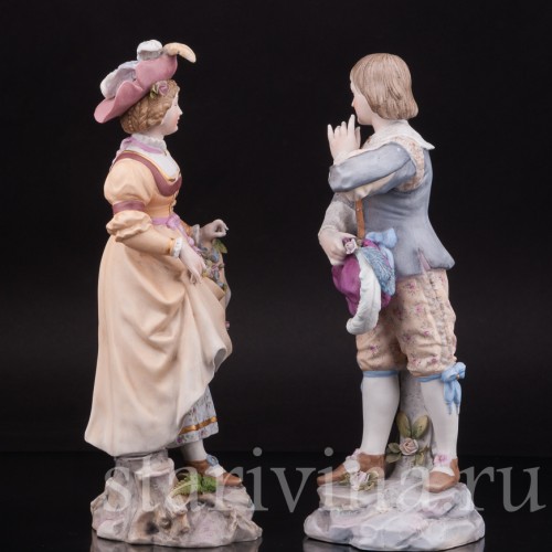 Парные фарфоровые статуэтки Пара в ренессансных костюмах, Richard Eckert & Co, Германия, кон. 19 в.