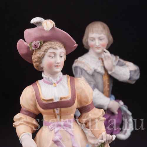 Парные фарфоровые статуэтки Пара в ренессансных костюмах, Richard Eckert & Co, Германия, кон. 19 в.