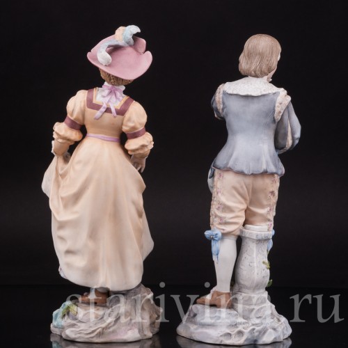 Парные фарфоровые статуэтки Пара в ренессансных костюмах, Richard Eckert & Co, Германия, кон. 19 в.