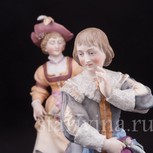 Парные фарфоровые статуэтки Пара в ренессансных костюмах, Richard Eckert & Co, Германия, кон. 19 в.