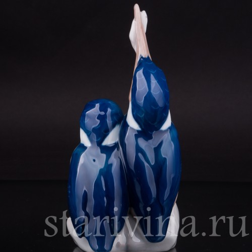 Фарфоровая статуэтка птиц Два зимородка, Royal Copenhagen, Дания, кон. 20 в.