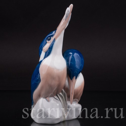 Фарфоровая статуэтка птиц Два зимородка, Royal Copenhagen, Дания, кон. 20 в.