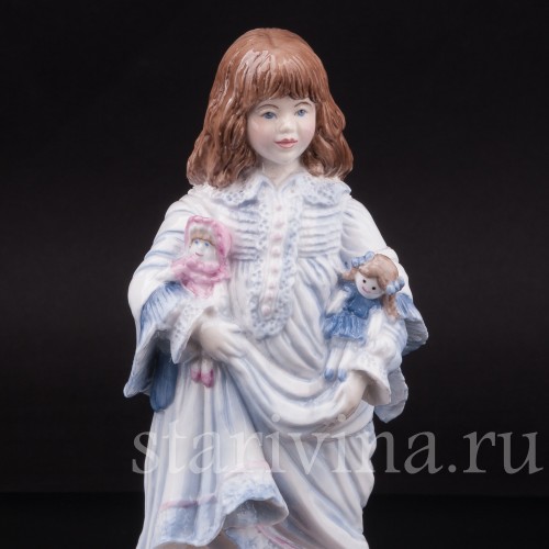 Фигурка из фарфора Колыбельная, девочка с куклами, Royal Worcester, Великобритания, 1989 год.