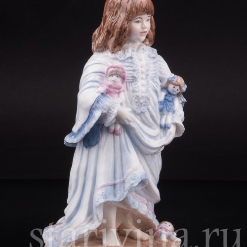 Фигурка из фарфора Колыбельная, девочка с куклами, Royal Worcester, Великобритания, 1989 год.