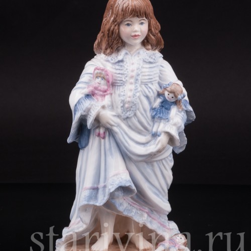 Фигурка из фарфора Колыбельная, девочка с куклами, Royal Worcester, Великобритания, 1989 год.