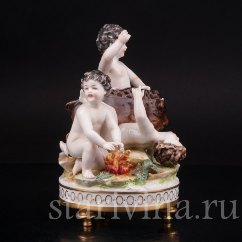 Фарфоровая статуэтка Путти с кабаном, Дрезден, Германия, нач. 20 в.