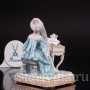 Фарфоровая статуэтка Девушка за клавикордом, аллегория слуха, кружевная, Meissen, Германия, 19 век.