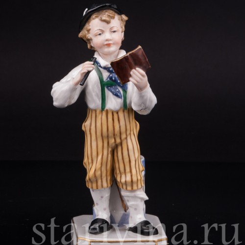 Статуэтка из фарфора Мальчик с флейтой, Dressel, Kister & Co, Германия, кон. 19 в.