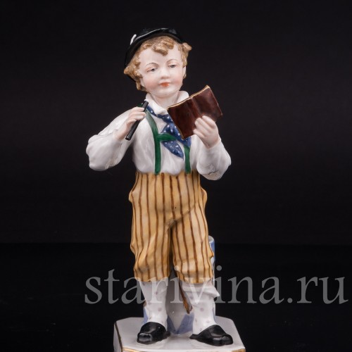 Статуэтка из фарфора Мальчик с флейтой, Dressel, Kister & Co, Германия, кон. 19 в.