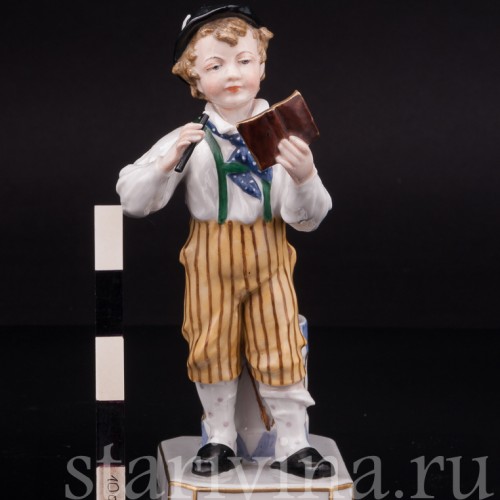 Статуэтка из фарфора Мальчик с флейтой, Dressel, Kister & Co, Германия, кон. 19 в.