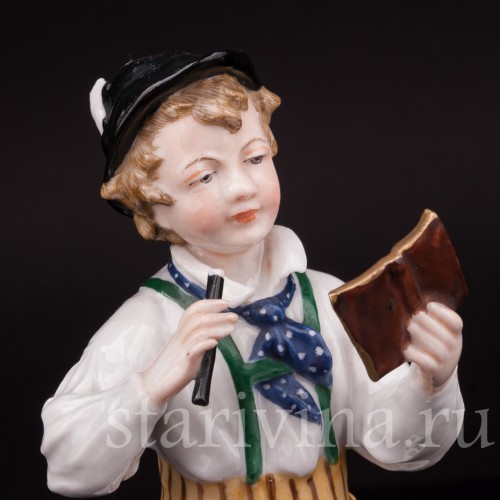 Статуэтка из фарфора Мальчик с флейтой, Dressel, Kister & Co, Германия, кон. 19 в.