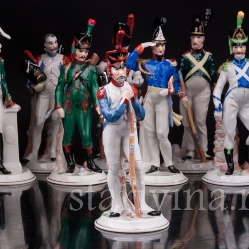 Фарфоровые статуэтки Солдаты наполеоновской армии, 8 шт, Ernst Bohne Sohne, Германия, нач. 20 в.