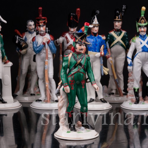 Фарфоровые статуэтки Солдаты наполеоновской армии, 8 шт, Ernst Bohne Sohne, Германия, нач. 20 в.