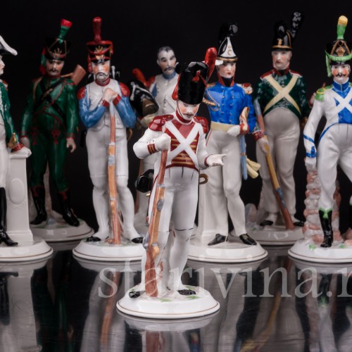 Фарфоровые статуэтки Солдаты наполеоновской армии, 8 шт, Ernst Bohne Sohne, Германия, нач. 20 в.