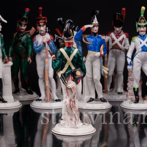 Фарфоровые статуэтки Солдаты наполеоновской армии, 8 шт, Ernst Bohne Sohne, Германия, нач. 20 в.