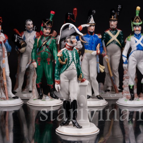 Фарфоровые статуэтки Солдаты наполеоновской армии, 8 шт, Ernst Bohne Sohne, Германия, нач. 20 в.