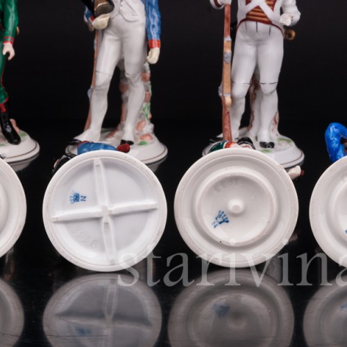 Фарфоровые статуэтки Солдаты наполеоновской армии, 8 шт, Ernst Bohne Sohne, Германия, нач. 20 в.