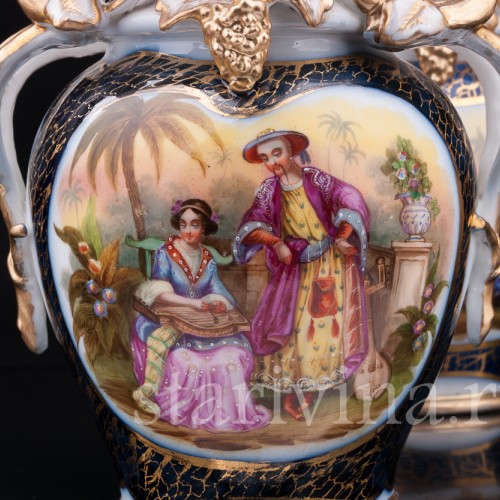 Фарфоровые Парные вазы в стиле шинуазри, Франция, 19 в.