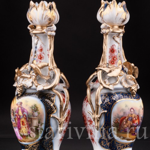 Фарфоровые Парные вазы в стиле шинуазри, Франция, 19 в.