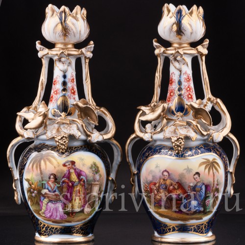 Фарфоровые Парные вазы в стиле шинуазри, Франция, 19 в.