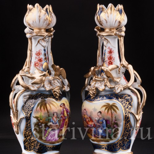 Фарфоровые Парные вазы в стиле шинуазри, Франция, 19 в.