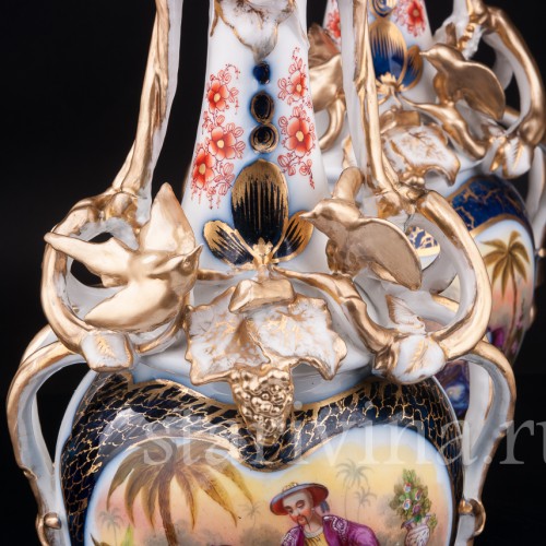 Фарфоровые Парные вазы в стиле шинуазри, Франция, 19 в.