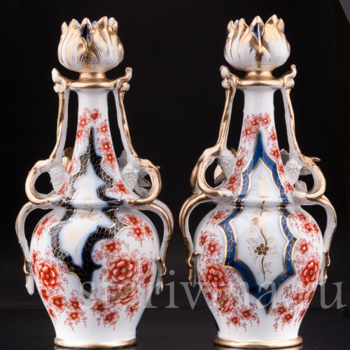 Фарфоровые Парные вазы в стиле шинуазри, Франция, 19 в.